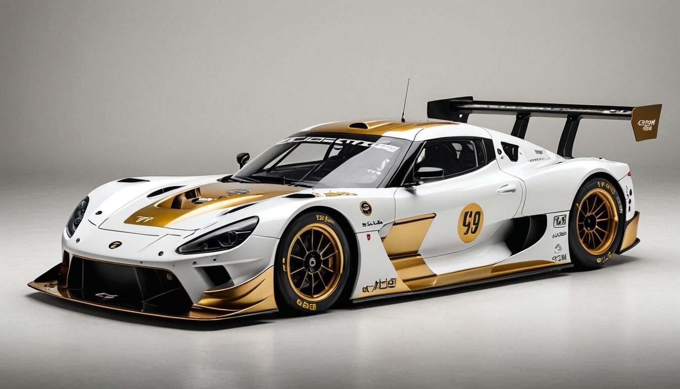 Futuristic Ginetta Akula GT3 Race Car, White Studio Photo