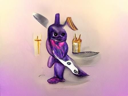 Demonic Purple Bunny with Knife
