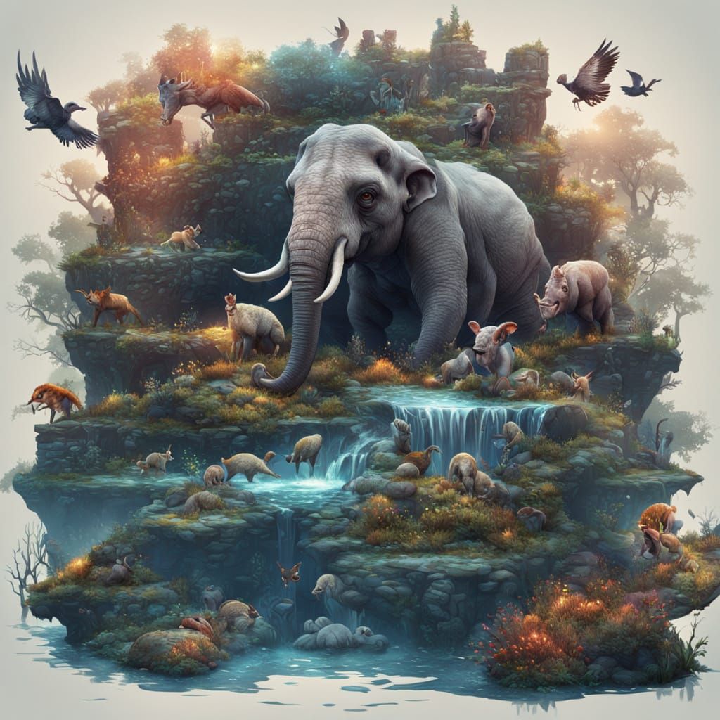 Fantasy Animal Impostor Art in Deep, Complementary Colors