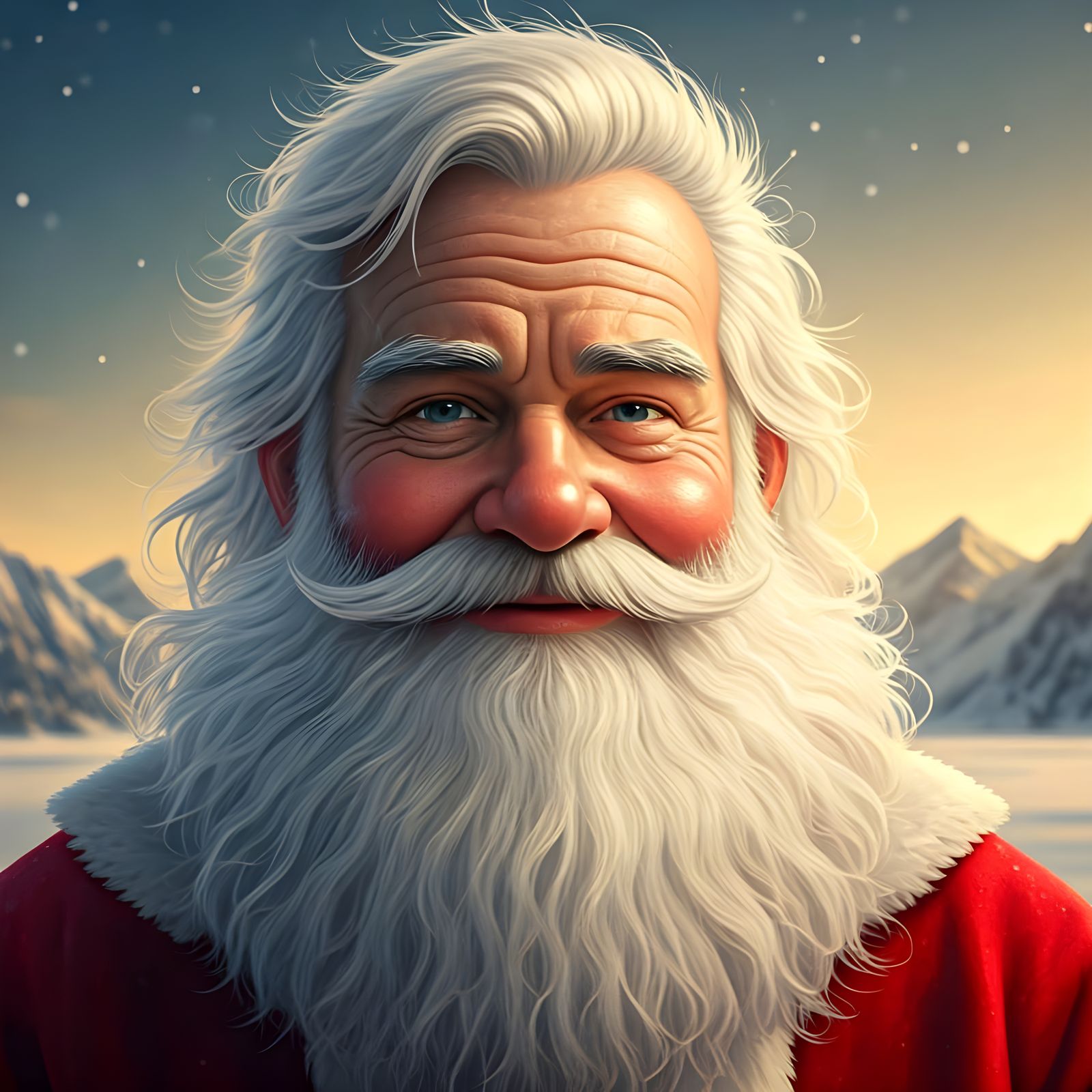 Hyperrealistic Santa Claus in Breathtaking Winter Landscape