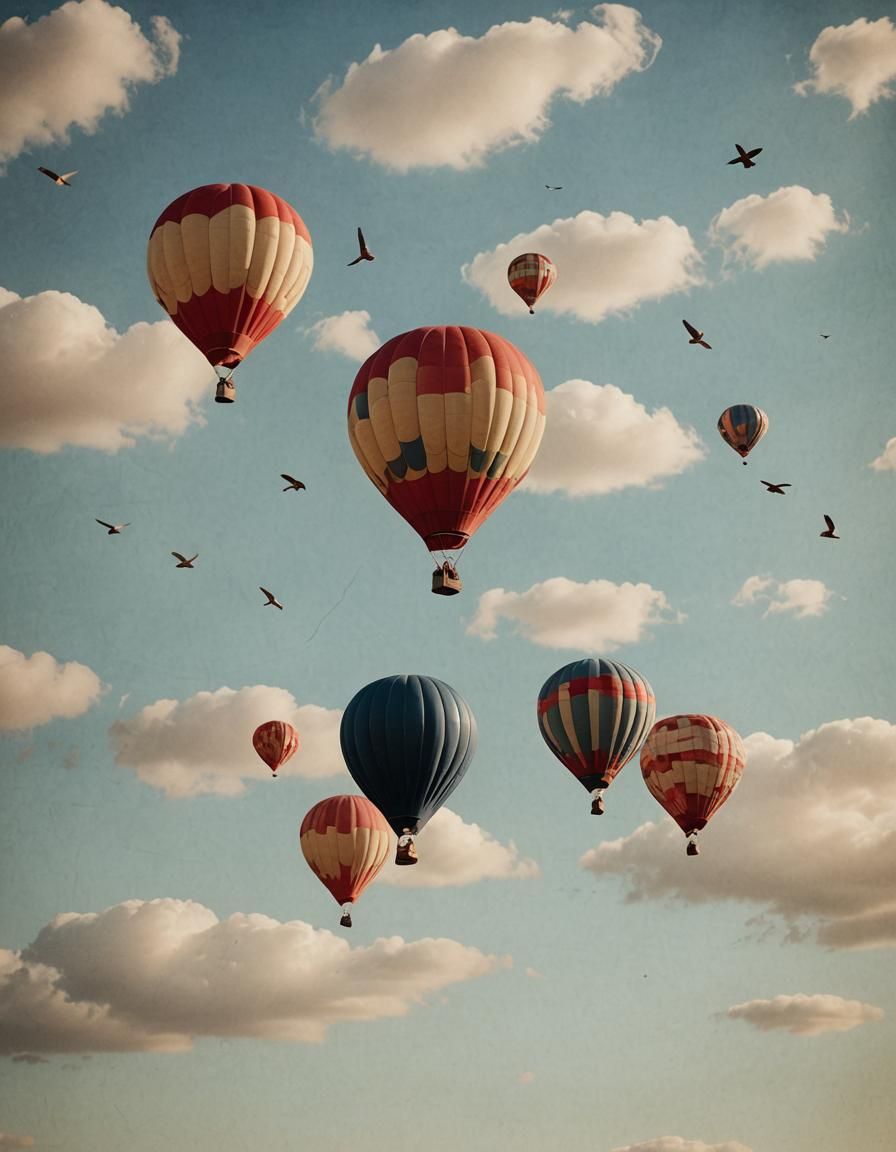 Hot Air Balloons in a Dreamy Sky