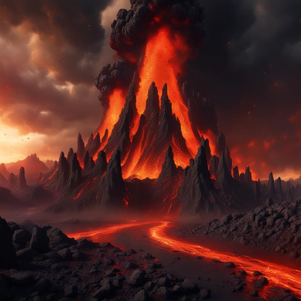 Volcanic Eruption: A Fantastical Matte Painting