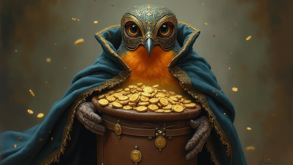 Robin Bird as Anthropomorphic Character in Lavish Costume