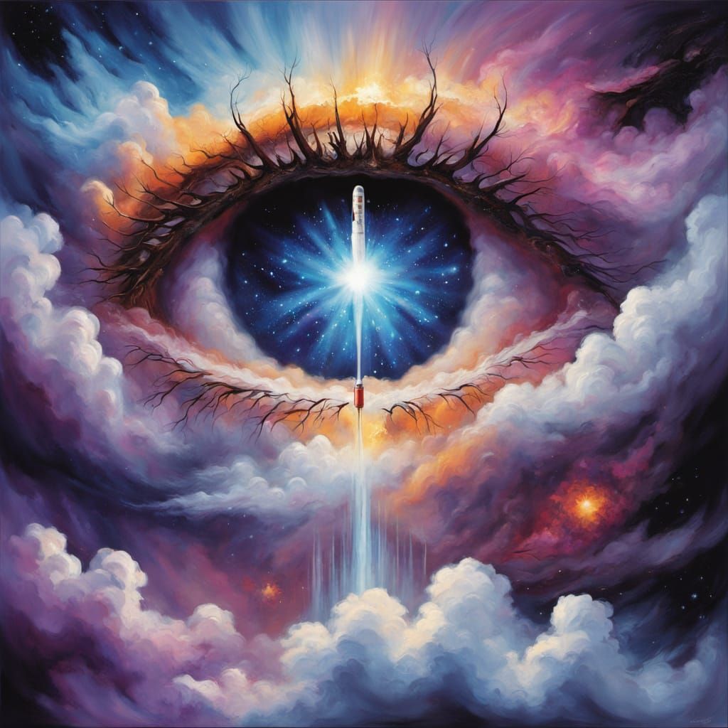 Surreal Galaxy Thermometer in Vibrant Oil Painting Style