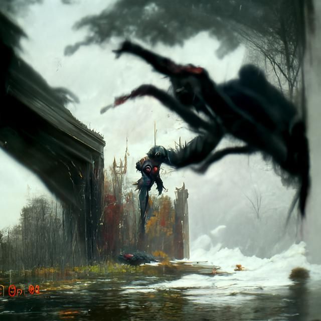 Sinister Monster's Descent: A Greg Rutkowski-inspired Vision