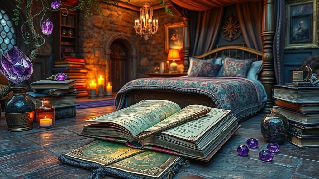 Ethereal Wizard's Sanctum in Intricately Textured Textile Co...