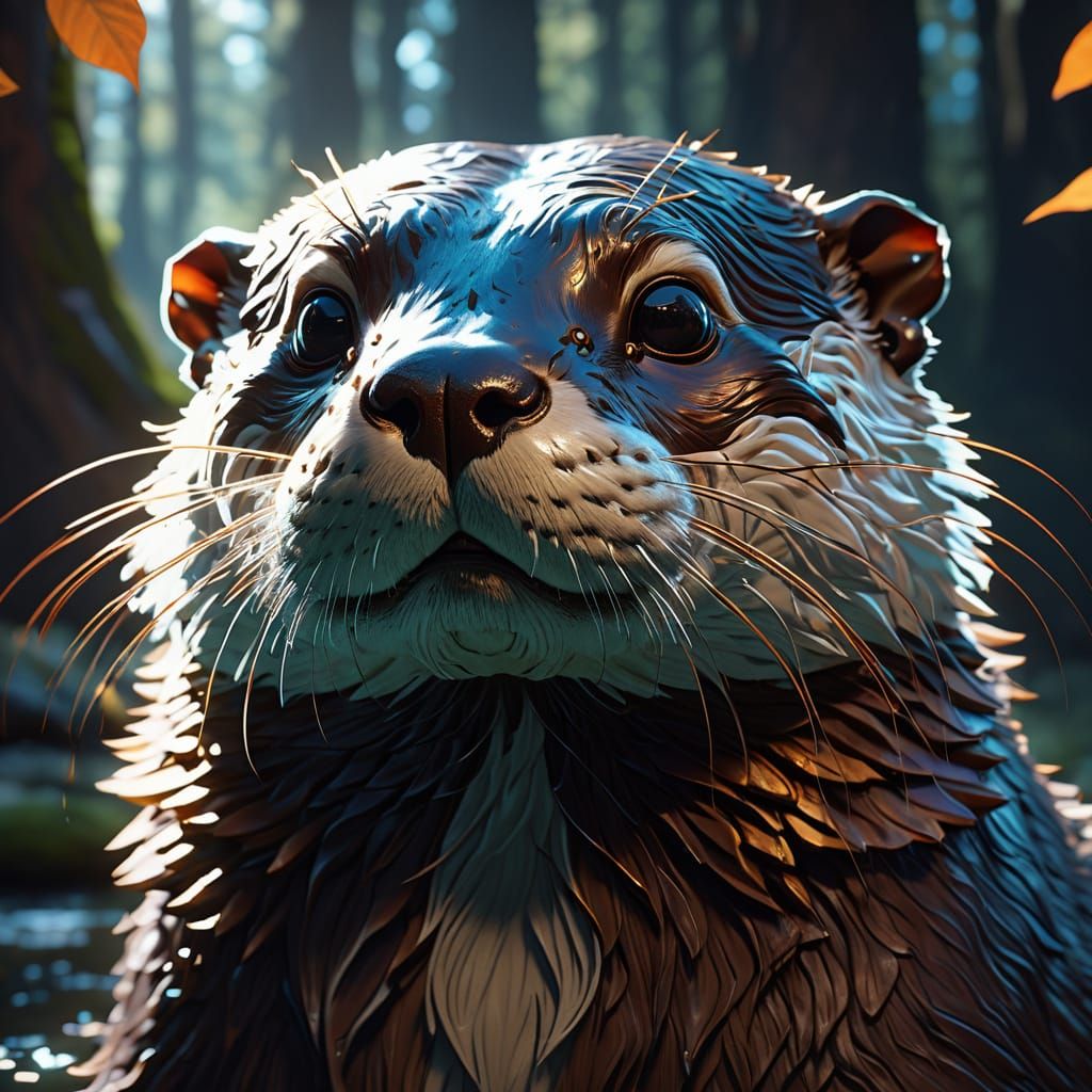 Ethereal Otter in Mystical Forest