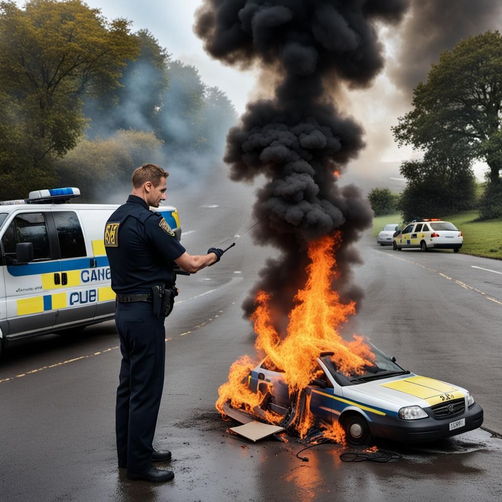 Surreal Entwined Figures in a Troubled Landscape