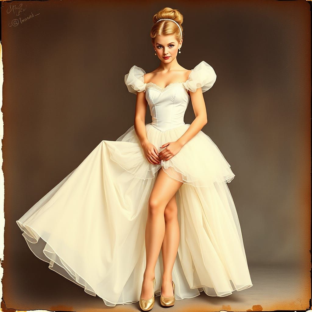 Cinderella Pin-Up in Weathered Vintage Style