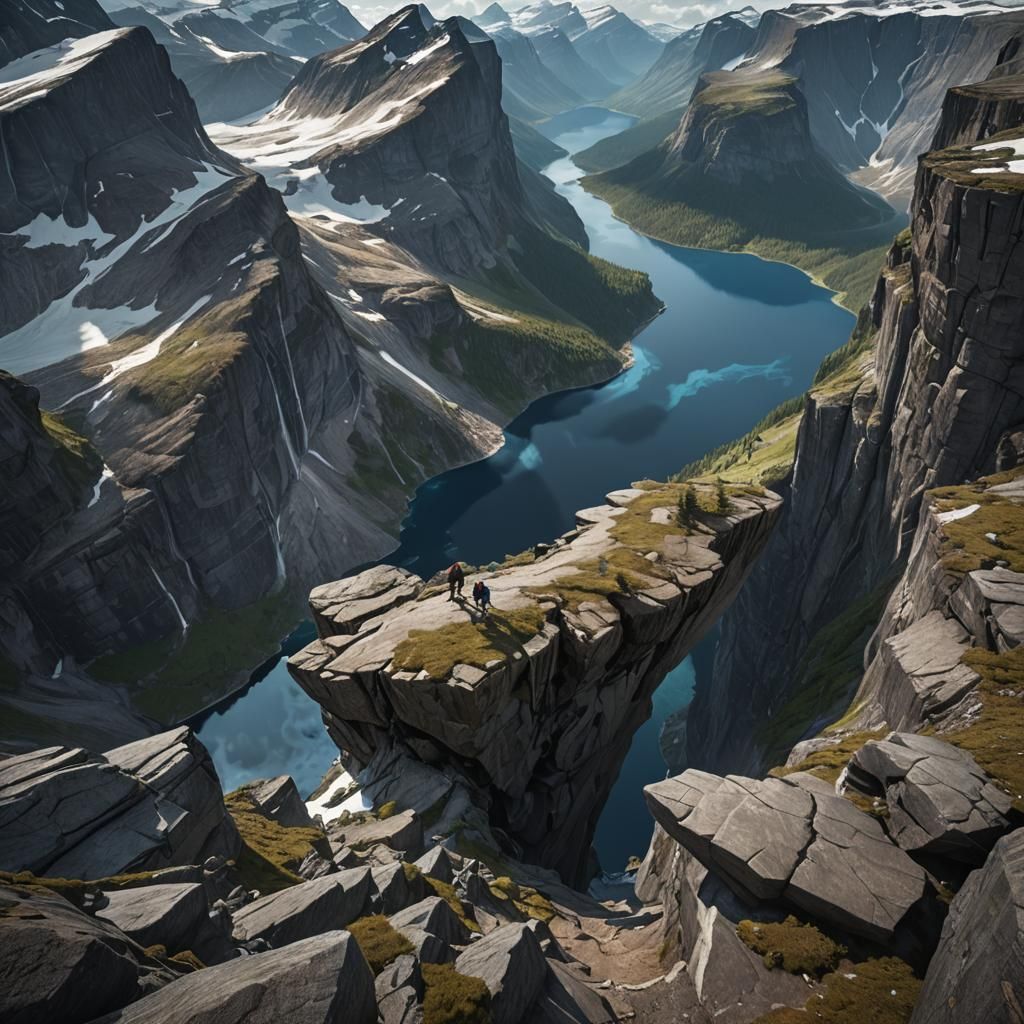 Fantastical Trolltunga Rock Formation in Detailed Matte Pain...