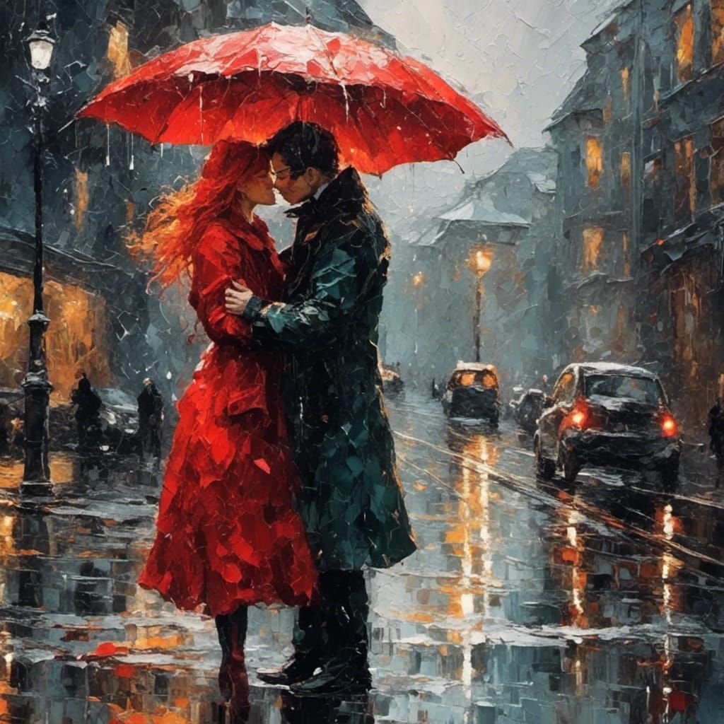 Rainy day and a kiss