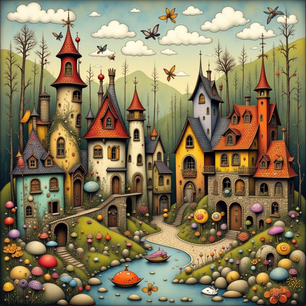Whimsical Town and Its Enchanting Inhabitants