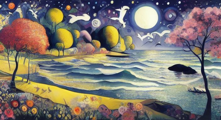 Bold Abstract Design in Blue and Green