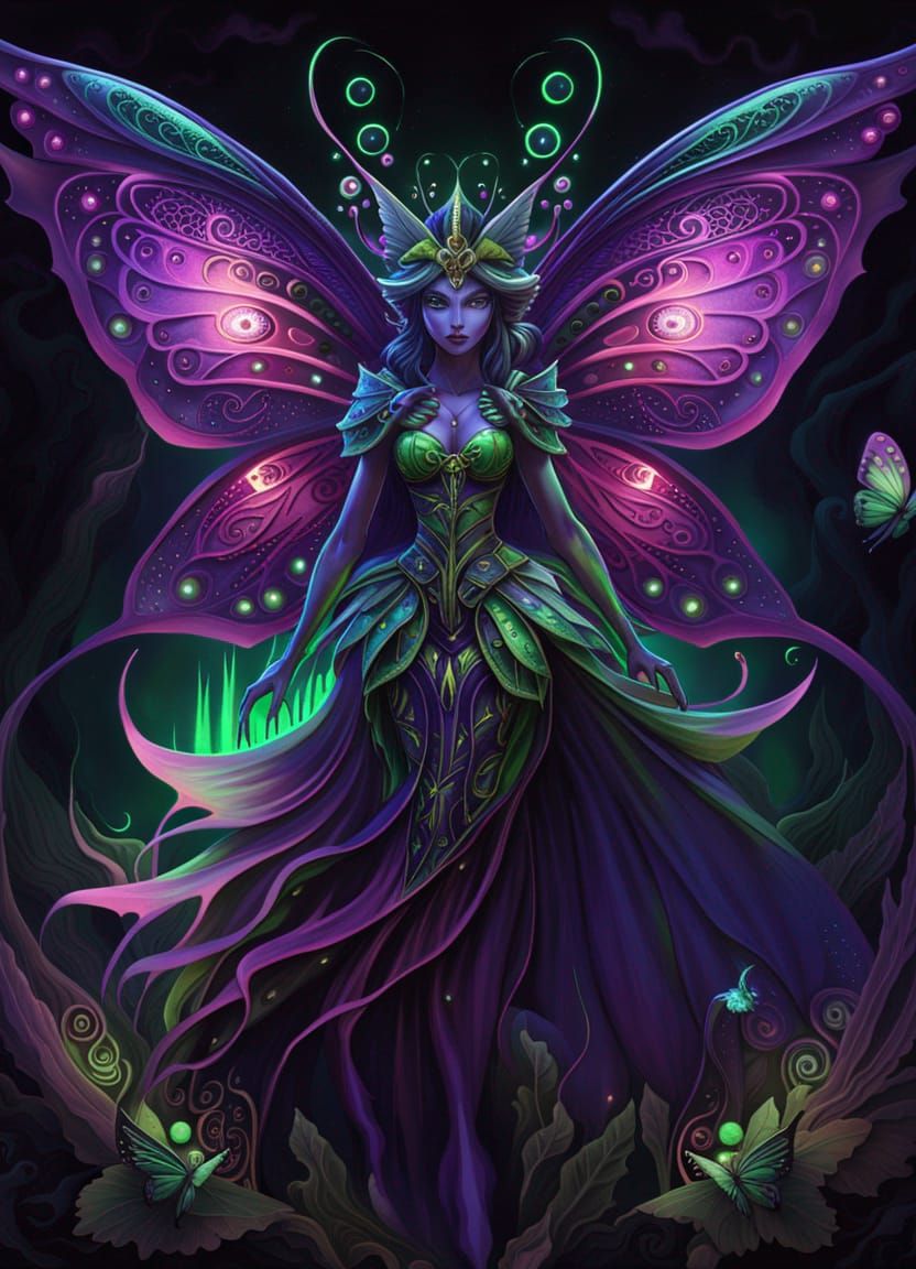 Macabre Evil Fairy with Butterfly Wings Digital Art