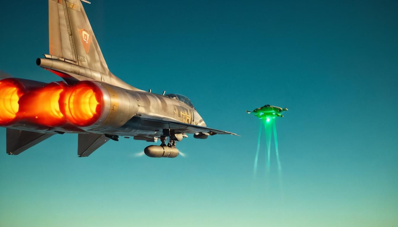 Military Jet Chasing Diamond UFO in Cinematic Style