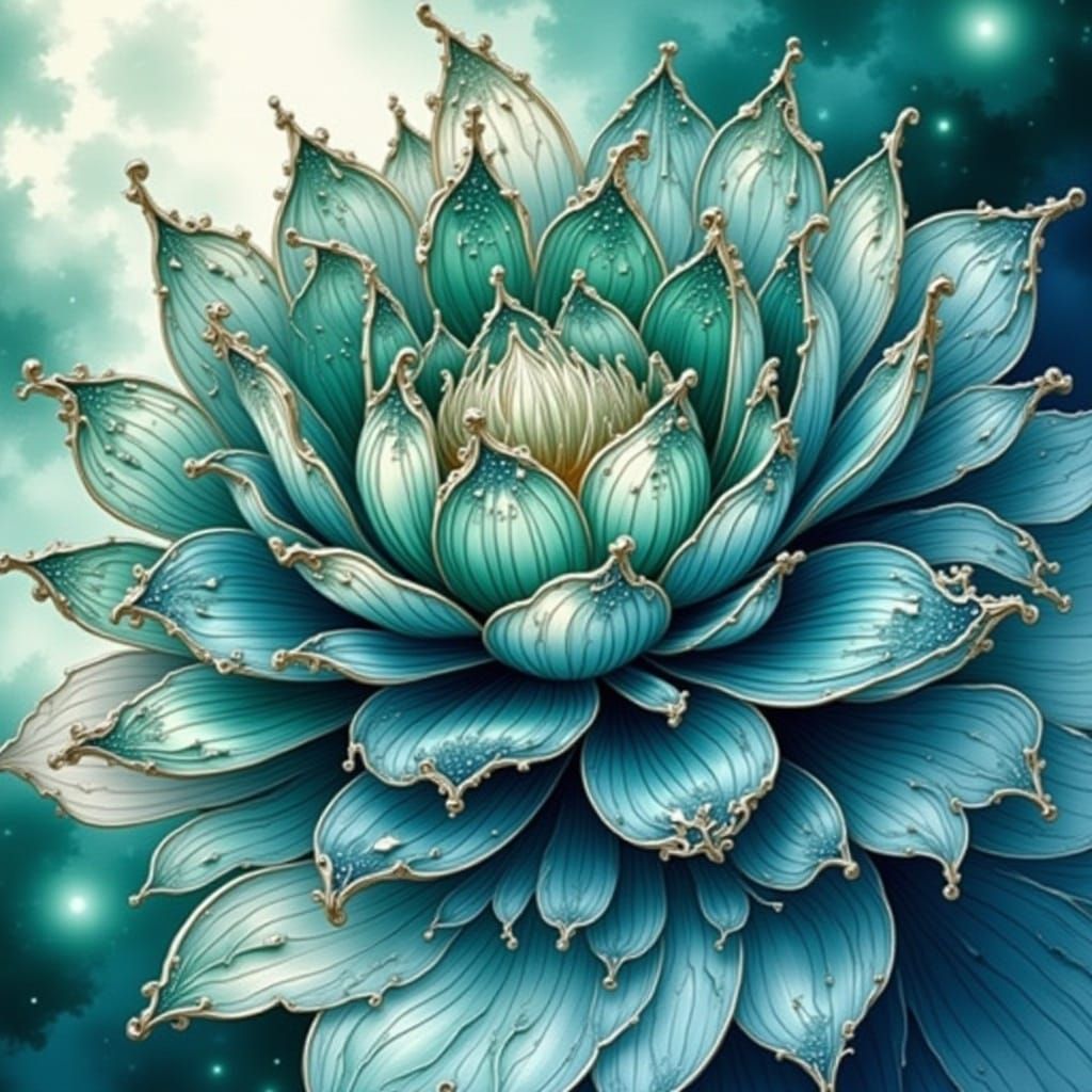 Detailed Lotus Mandala with Shimmering Light Effects