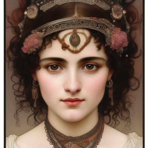 Detailed Portrait of Gypsy Girl with Goblet