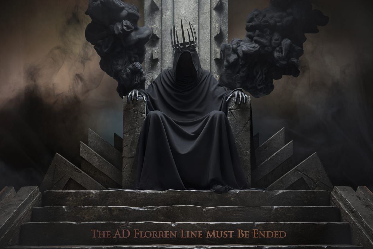 Shadowy Figure on Stone Throne in Dreary Light