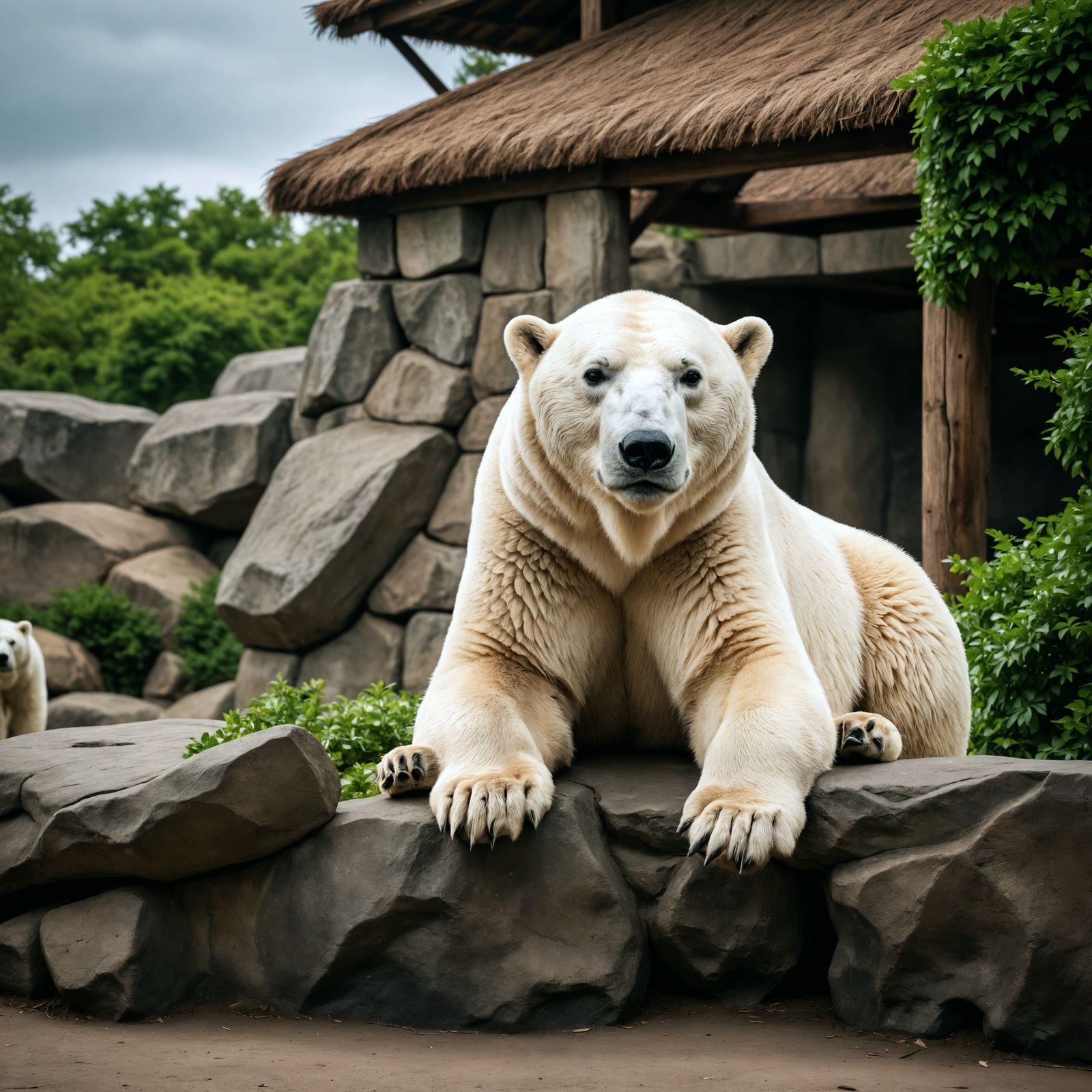 Hyperrealistic Polar Bear in a Zoo Setting