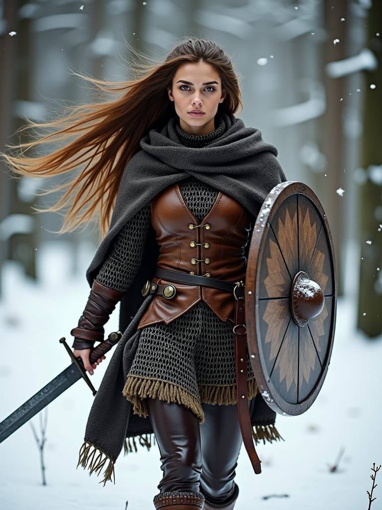 Hlín: Norse Goddess of Protection in Oil Painting Style