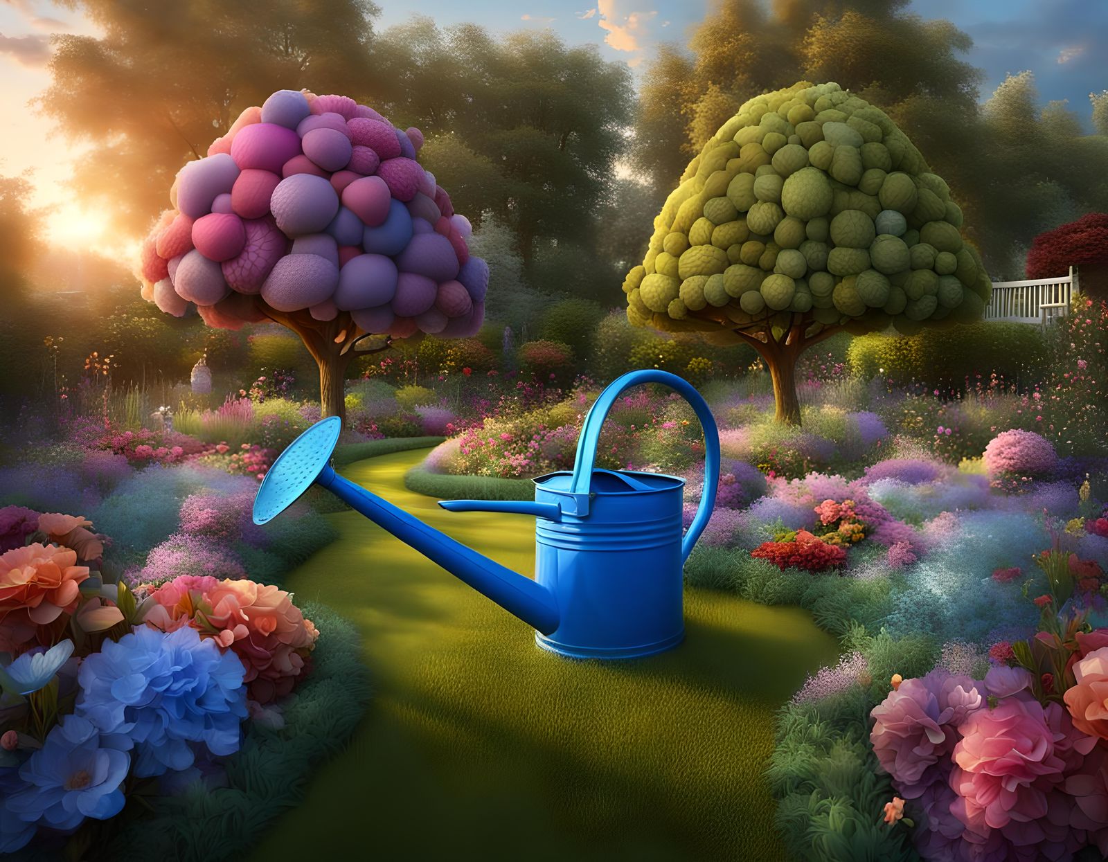 Beryllium Flowers in Hyperrealistic Maximalist Garden