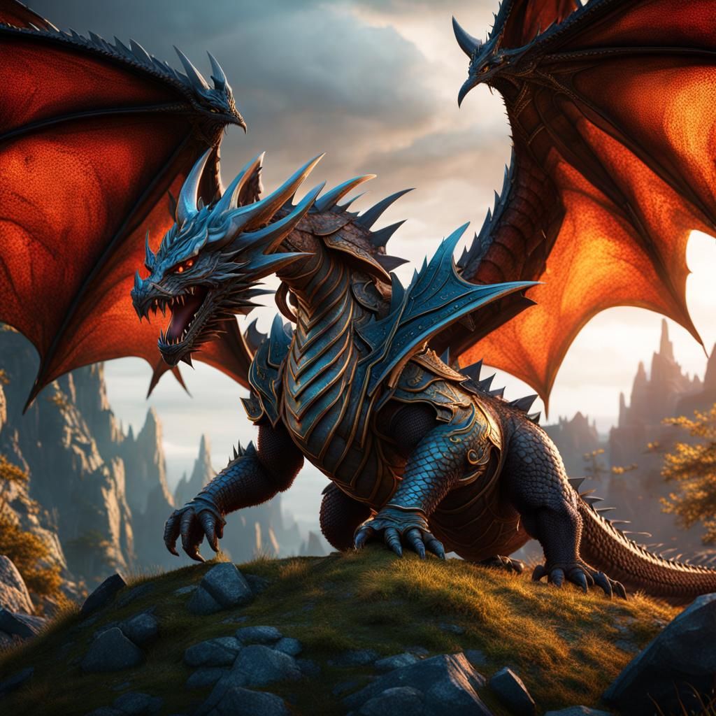 Detailed Dragon Armor Concept Art in 8k