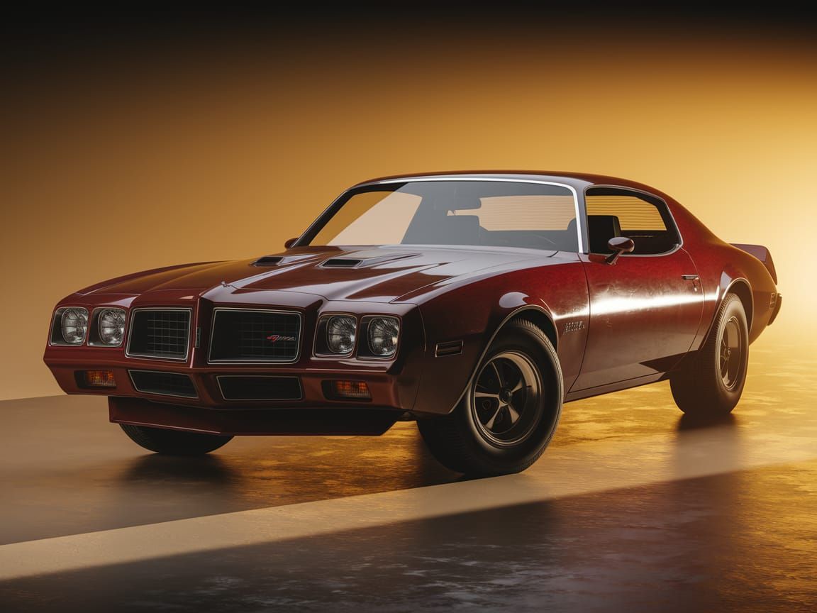 Timeless 1970s Muscle Car in Faded Red, a Blend of Firebird ...
