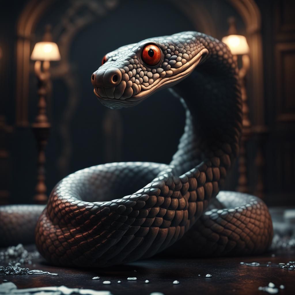 Ornate Evil Snake in Film Noir Lighting
