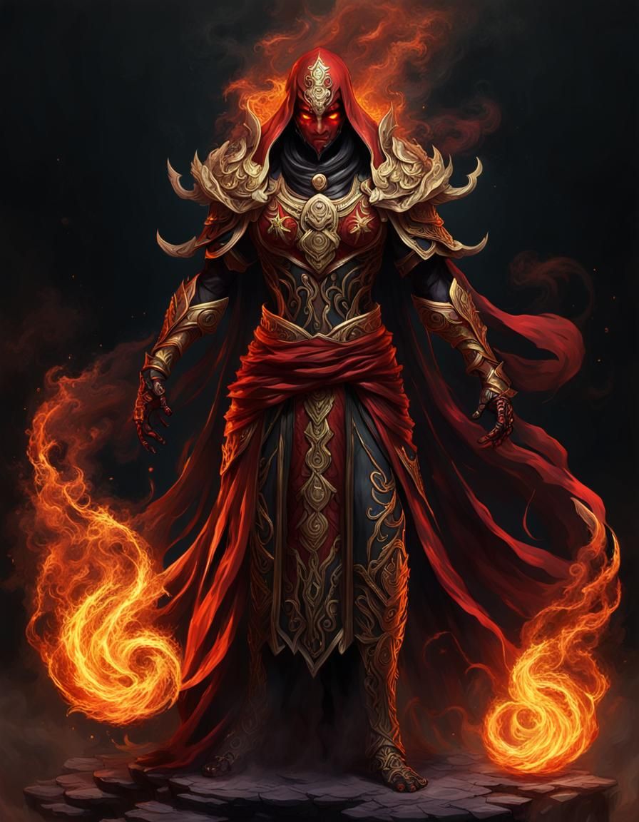 Red-Skinned Efreeti in Dark Fantasy Art Style