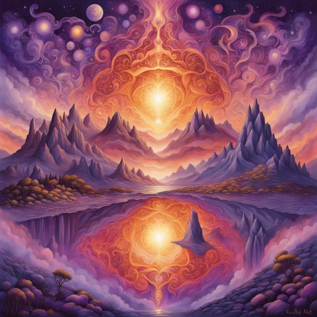 Cosmic Dreamscape of Radiant Worlds and Ethereal Figures