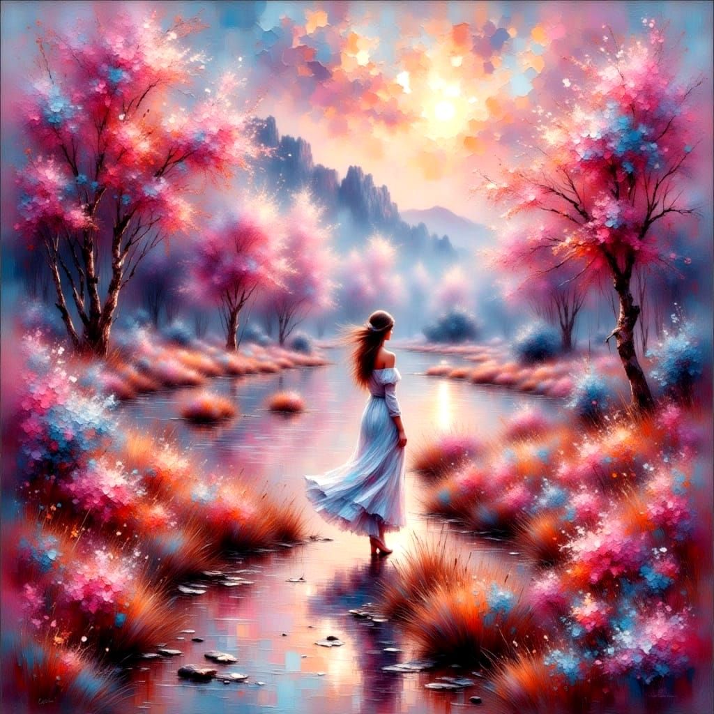 Ethereal Impressionistic Landscape in Watercolor Style