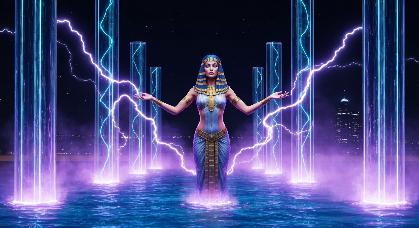 Cleopatra 2100: Electrified Power in Neon City
