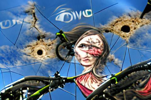 Surreal Woman's Face and Cracked Sky in Renaissance Style