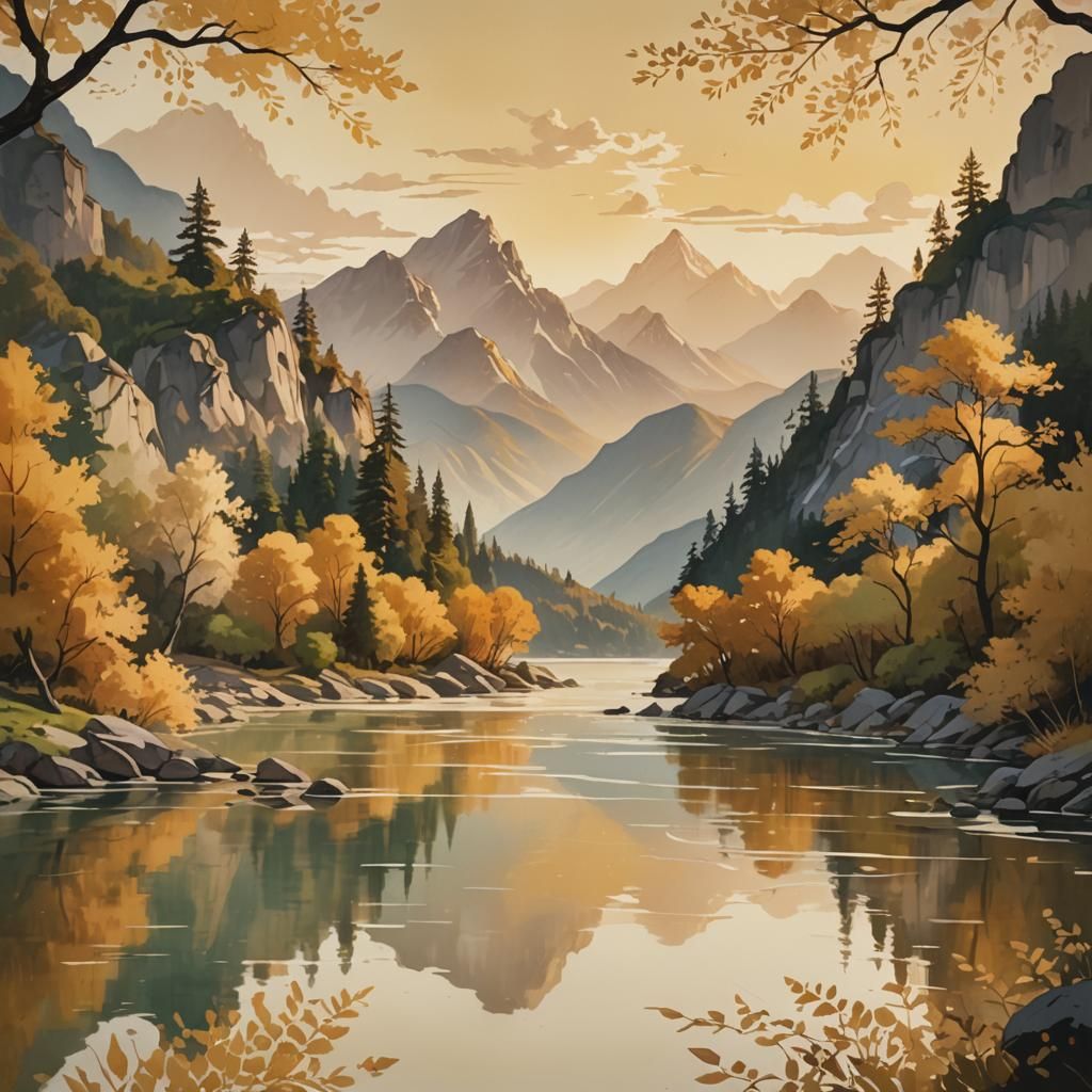 Majestic Mountain Landscape with Golden Light