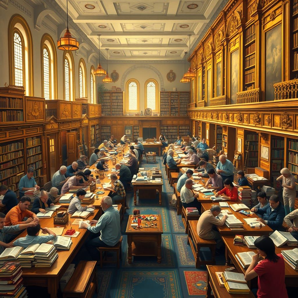 Warm Synagogue Filled with Joyful Readers and Learners