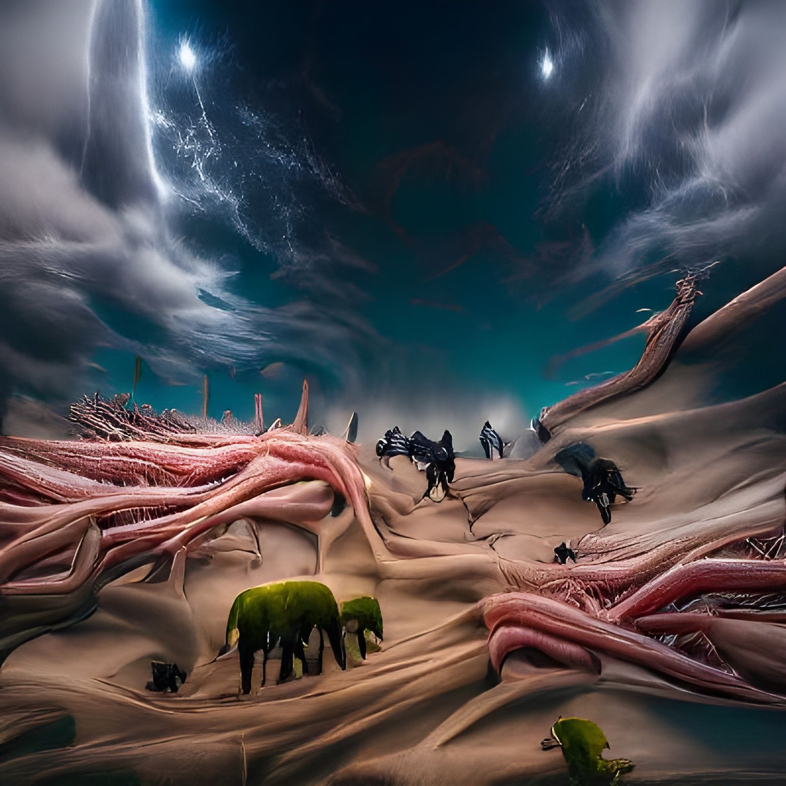 Surreal Swamp Forest in Desolate Megacity