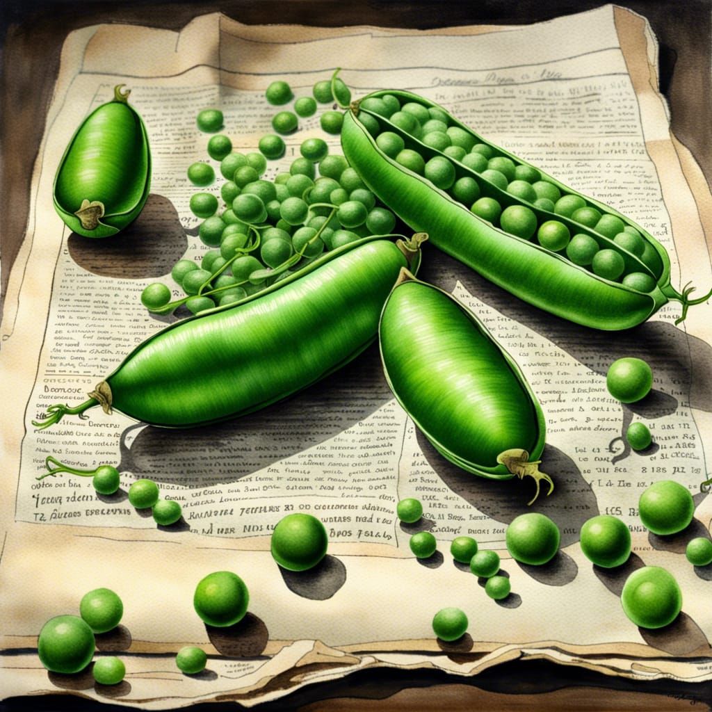 Green Pea Still Life in Gouache Watercolor
