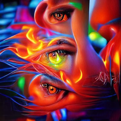 Glowing Neon Eyes: Hyperrealistic Surrealism Artwork