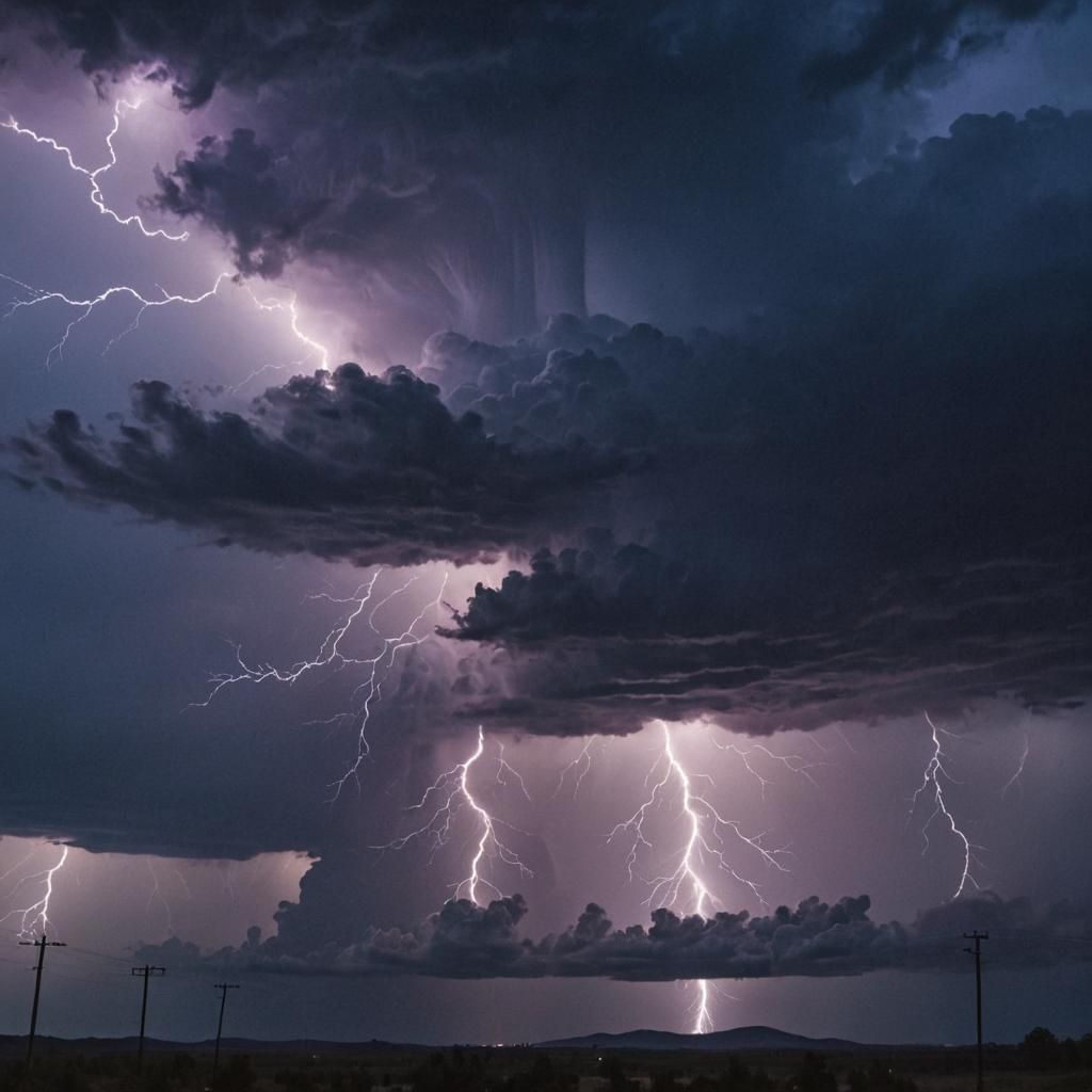 Dramatic Lightning Storm at Night: Cinematic Film Still