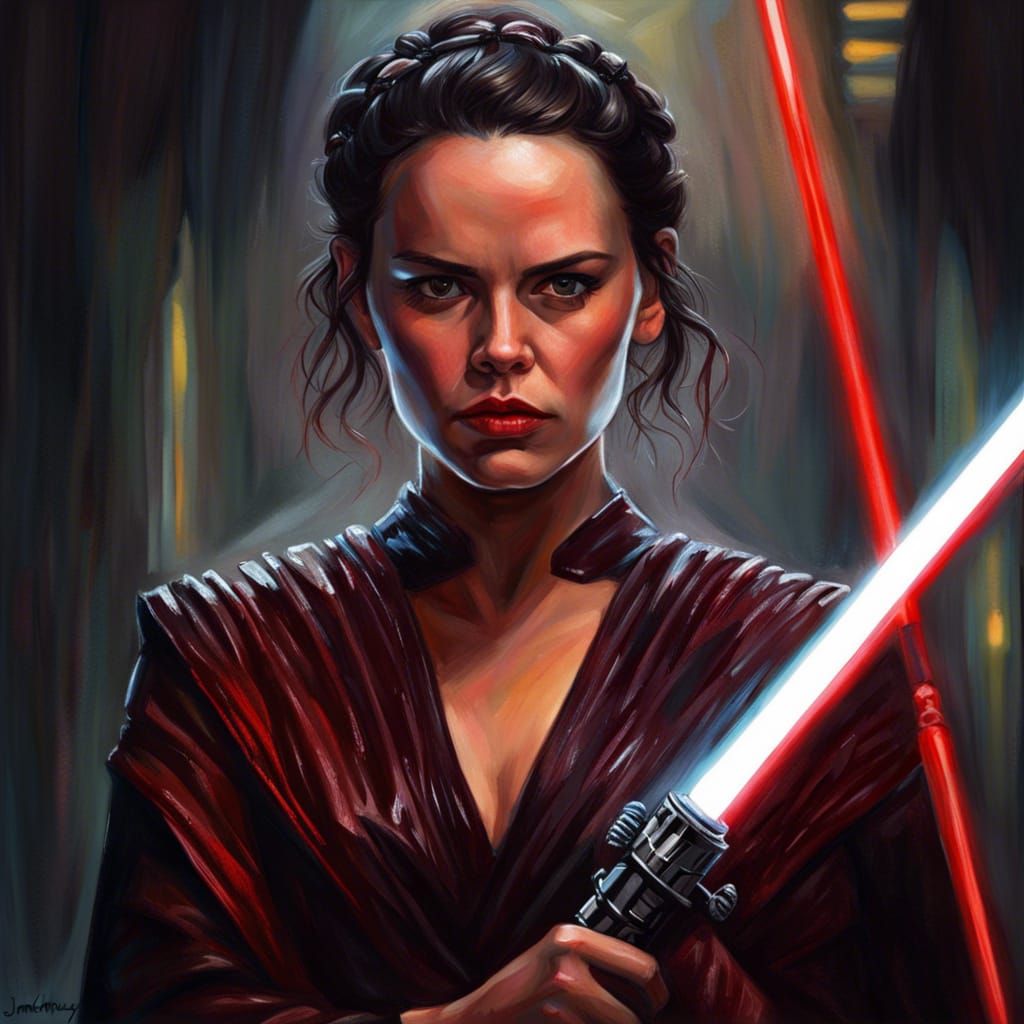 Sith Empress Rey Palpatine Portrait as Oil Painting