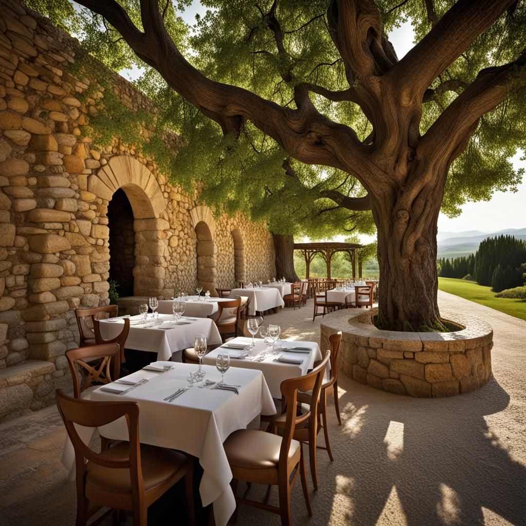 Italian Villa Restaurant with Medieval Architecture