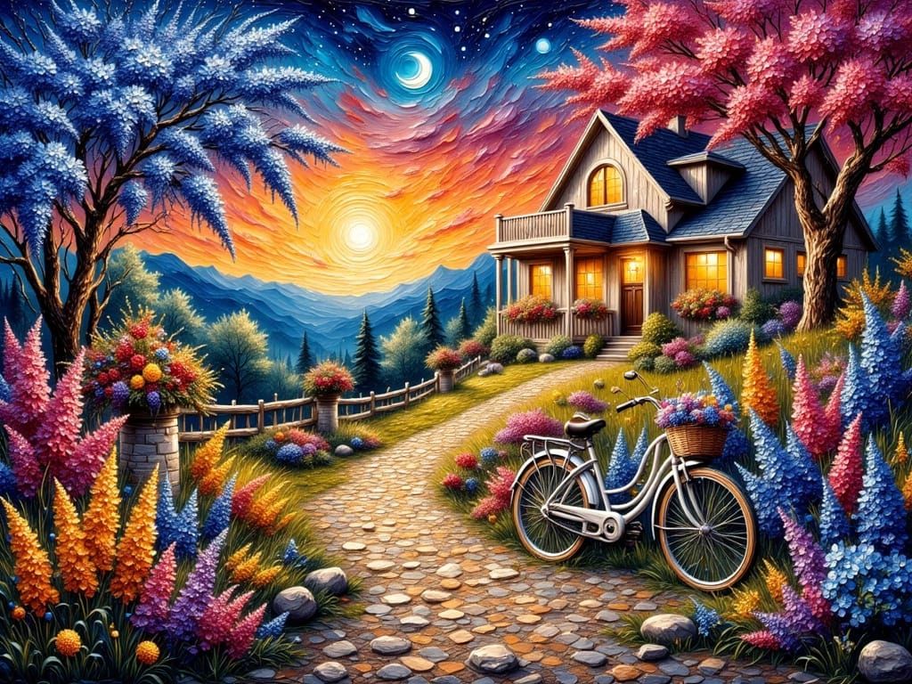 House with colorful garden