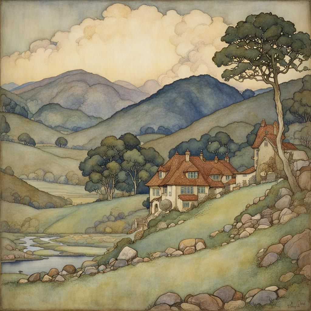 Enchanted Landscape Illustration in Fairy Tale Style