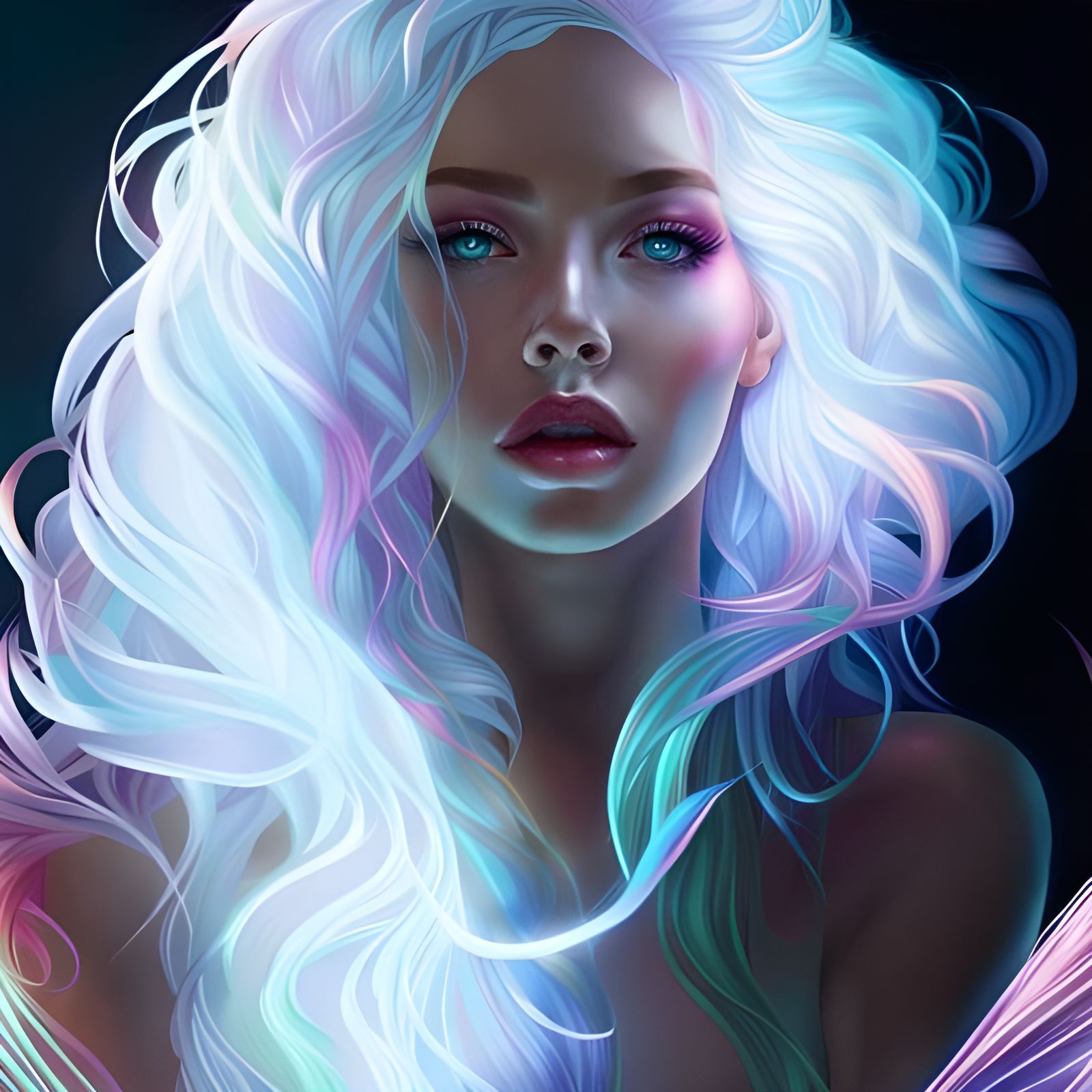 Neon Haired Girl: Hyper-Detailed Fantasy Art