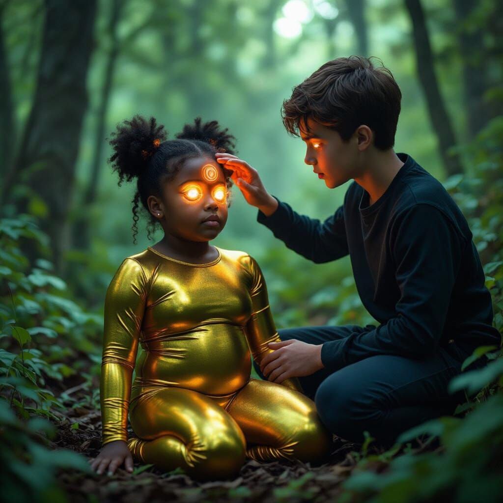 Hypnotized Girl in Forest, Android Jones Style