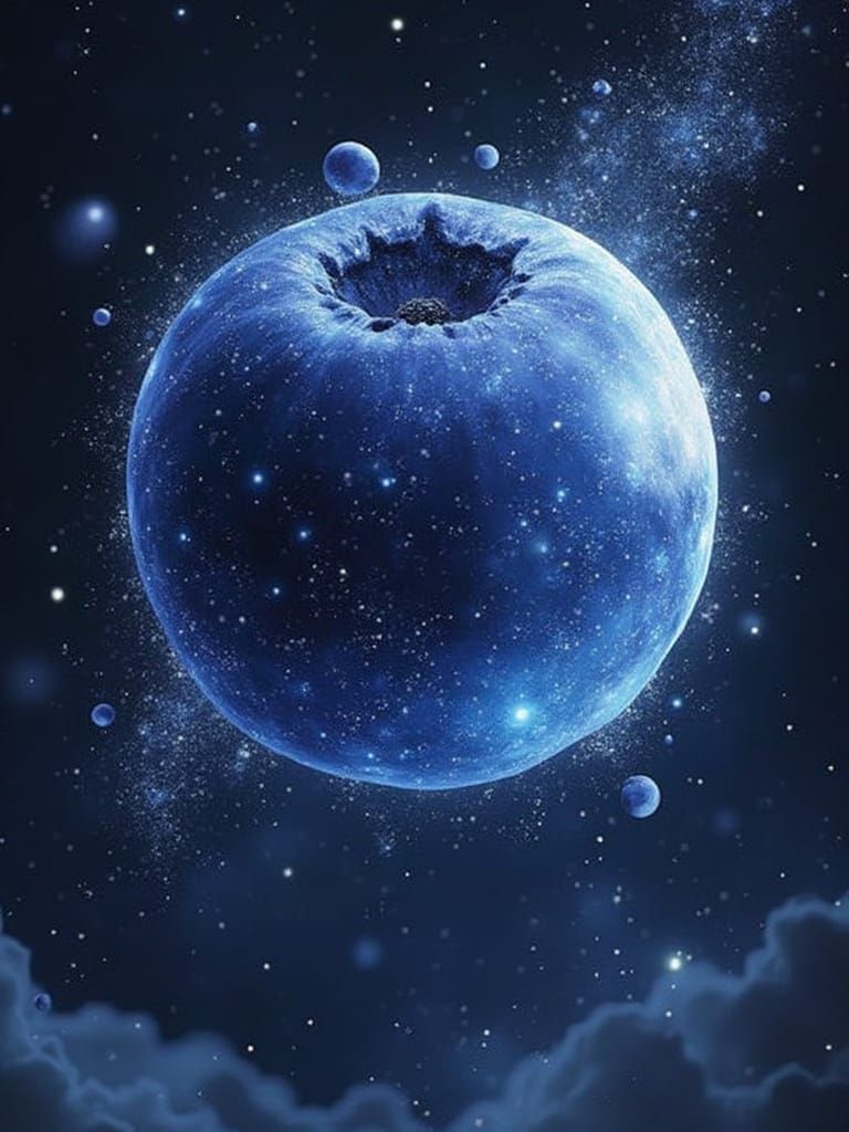 Translucent Blueberry Levitates in Cosmic Nebula
