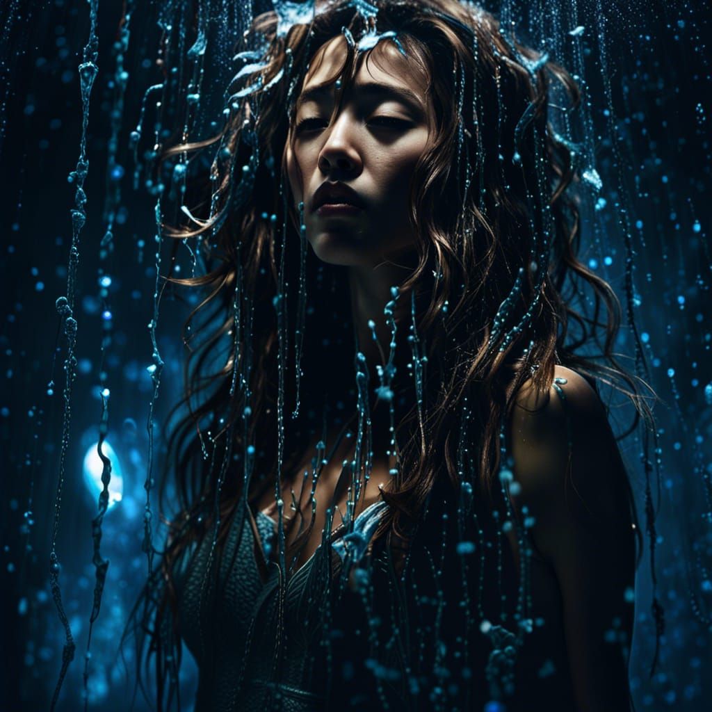 Underwater Girl in Japanese Movie Style