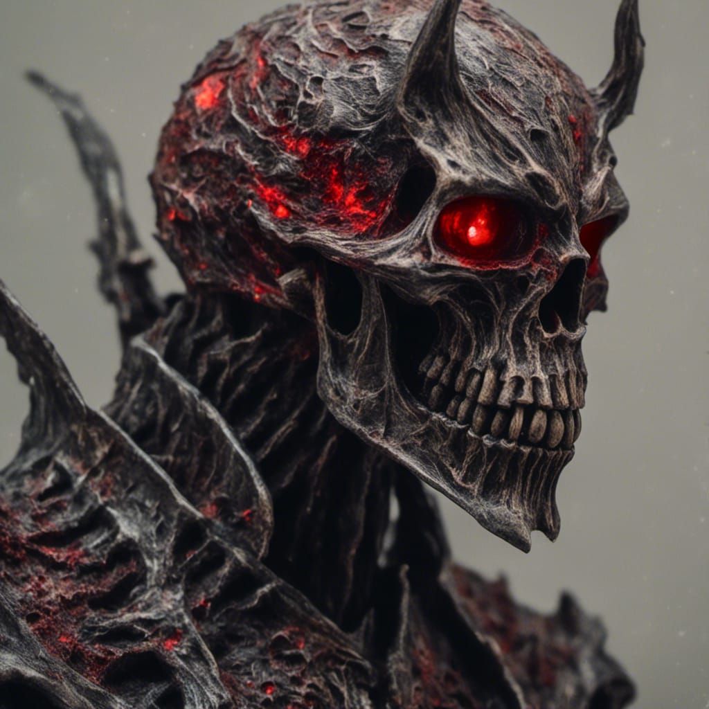 Undead Gargoyle with Glowing Red Eyes