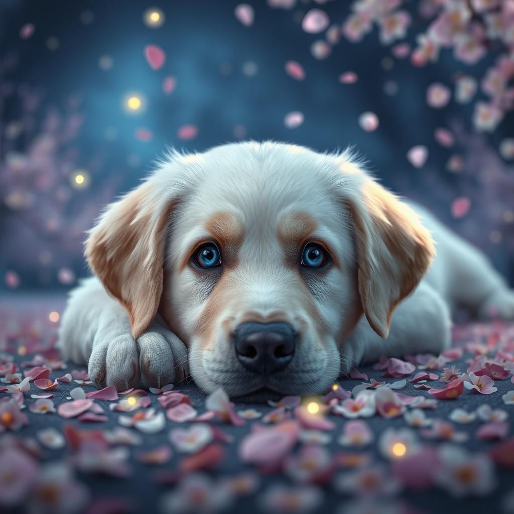 Adorable Labrador Retriever Puppy in Magical Garden