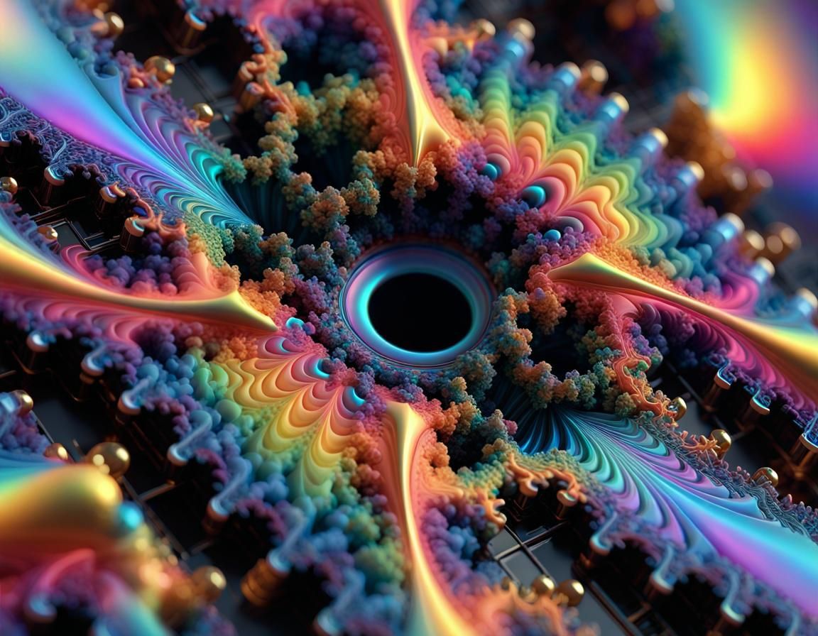 Inverted Void Wave Fractal in Precise 3D Render